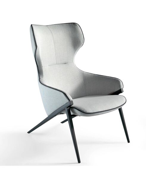 Fauteuil revêtu de tissu et un cadre en acier gris/noir - 70x90x102 cm