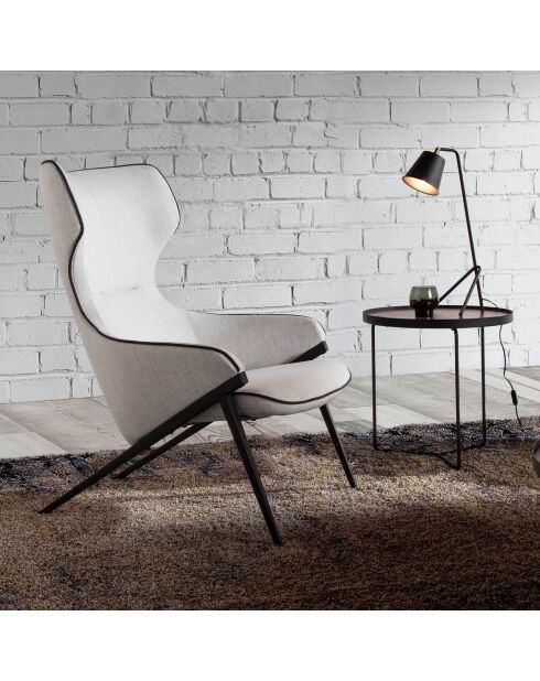 Fauteuil revêtu de tissu et un cadre en acier gris/noir - 70x90x102 cm