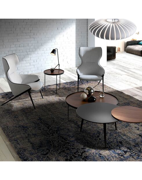Fauteuil revêtu de tissu et un cadre en acier gris/noir - 70x90x102 cm