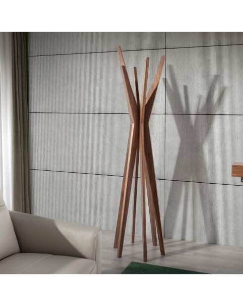 Perchero con estructura de madera chapada en nogal - 50x50x190 cm