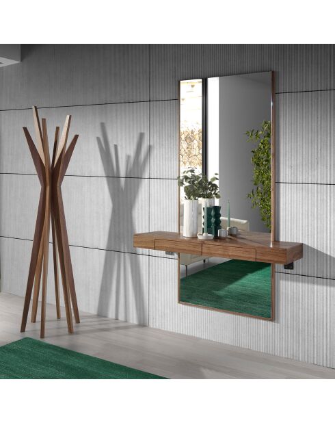 Perchero con estructura de madera chapada en nogal - 50x50x190 cm