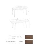 Table à manger à rallonge en bois plaqué noyer noyer - 150/200x85x75 cm