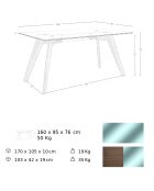 Mesa de comedor de cristal templado y madera transparente/nogal - 160x95x76 cm