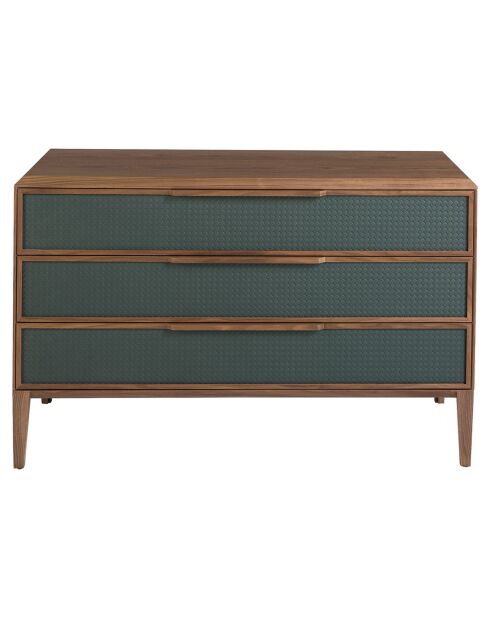 Commode au design moderne avec structure en PVC vert foncé/noyer - 119x46x75 cm