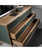 Commode au design moderne avec structure en PVC vert foncé/noyer - 119x46x75 cm