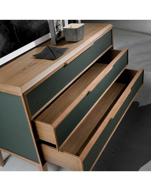 Commode au design moderne avec structure en PVC vert foncé/noyer - 119x46x75 cm