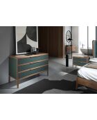 Commode au design moderne avec structure en PVC vert foncé/noyer - 119x46x75 cm