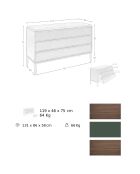 Commode au design moderne avec structure en PVC vert foncé/noyer - 119x46x75 cm