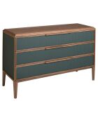 Commode au design moderne avec structure en PVC vert foncé/noyer - 119x46x75 cm
