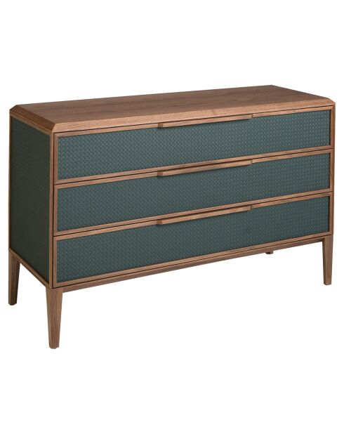 Commode au design moderne avec structure en PVC vert foncé/noyer - 119x46x75 cm