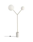 Lampadaire avec base en marbre de porcelaine doré/blanc - 111x35x192 cm