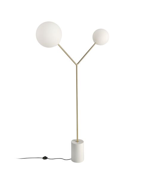 Lampadaire avec base en marbre de porcelaine doré/blanc - 111x35x192 cm