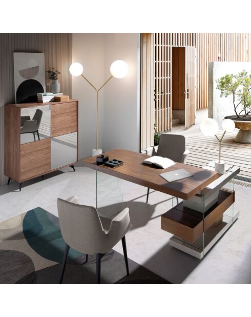 Stehlampe mit goldenem/weißem Porzellanmarmorsockel - 111x35x192 cm