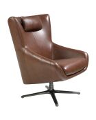 Fauteuil pivotant rembourré en cuir chocolat /gris anthracite - 76x90x100 cm