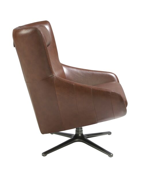 Fauteuil pivotant rembourré en cuir chocolat /gris anthracite - 76x90x100 cm