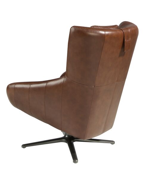Fauteuil pivotant rembourré en cuir chocolat /gris anthracite - 76x90x100 cm