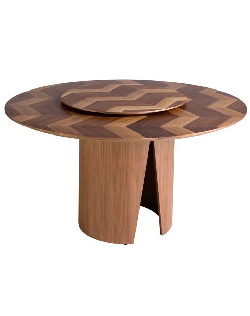 Table à manger ronde avec plateau fixe noyer - D.150x76 cm