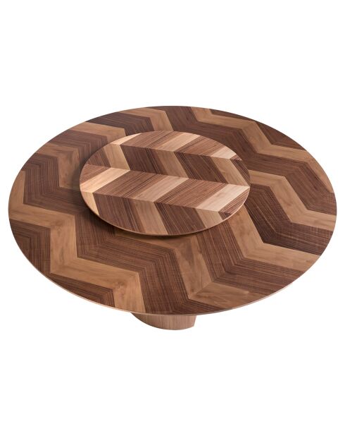 Table à manger ronde avec plateau fixe noyer - D.150x76 cm