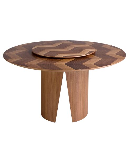 Table à manger ronde avec plateau fixe noyer - D.150x76 cm