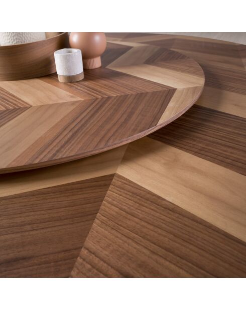 Table à manger ronde avec plateau fixe noyer - D.150x76 cm