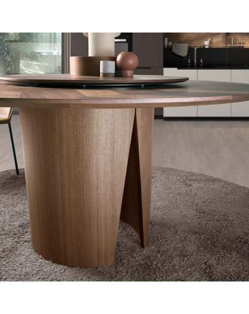 Table à manger ronde avec plateau fixe noyer - D.150x76 cm