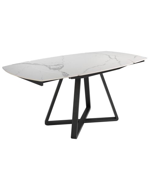 Table à manger extensible en porcelaine marbre blanc/noir - 120x90x77 cm