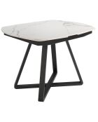Table à manger extensible en porcelaine marbre blanc/noir - 120x90x77 cm