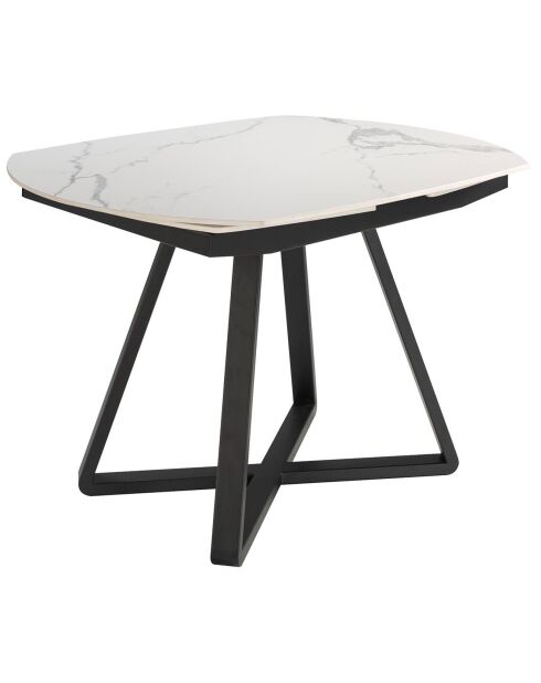 Table à manger extensible en porcelaine marbre blanc/noir - 120x90x77 cm