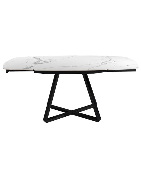 Table à manger extensible en porcelaine marbre blanc/noir - 120x90x77 cm