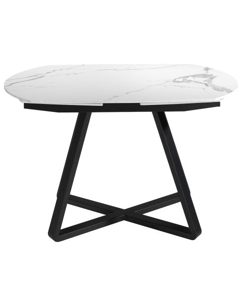 Table à manger extensible en porcelaine marbre blanc/noir - 120x90x77 cm