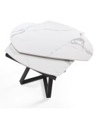 Table à manger extensible en porcelaine marbre blanc/noir - 120x90x77 cm
