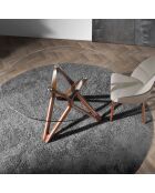 Table à manger ronde avec plateau en verre trempé noyer/verre - D.120x75 cm