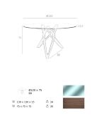Table à manger ronde avec plateau en verre trempé noyer/verre - D.120x75 cm
