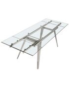 Table extensible design acier chromé et verre trempé Princia transparent/argenté -  160/240x90x76 cm