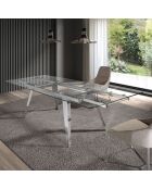 Table extensible design acier chromé et verre trempé Princia transparent/argenté -  160/240x90x76 cm