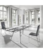 Table extensible design acier chromé et verre trempé Princia transparent/argenté -  160/240x90x76 cm