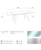 Table extensible design acier chromé et verre trempé Princia transparent/argenté -  160/240x90x76 cm