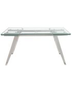 Table extensible design acier chromé et verre trempé Princia transparent/argenté -  160/240x90x76 cm