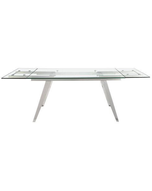 Table extensible design acier chromé et verre trempé Princia transparent/argenté -  160/240x90x76 cm