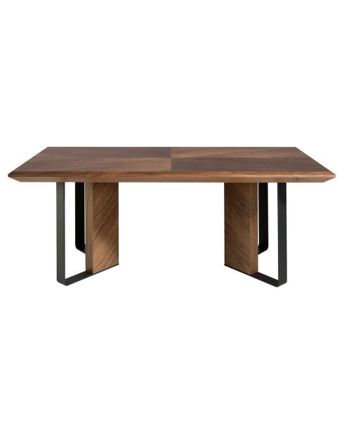 Table à manger avec plateau fixe en placage de noyer noyer/noir - 200x95x76 cm