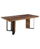 Table à manger avec plateau fixe en placage de noyer noyer/noir - 200x95x76 cm