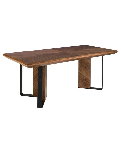 Table à manger avec plateau fixe en placage de noyer noyer/noir - 200x95x76 cm