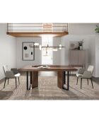 Table à manger avec plateau fixe en placage de noyer noyer/noir - 200x95x76 cm