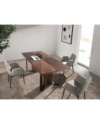 Table à manger avec plateau fixe en placage de noyer noyer/noir - 200x95x76 cm