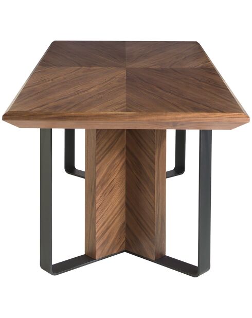 Table à manger avec plateau fixe en placage de noyer noyer/noir - 200x95x76 cm