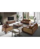 Fauteuil avec accoudoirs en cuir marron/noyer - 70x90x85 cm