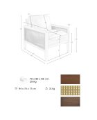 Fauteuil avec accoudoirs en cuir marron/noyer - 70x90x85 cm