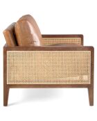 Fauteuil avec accoudoirs en cuir marron/noyer - 70x90x85 cm