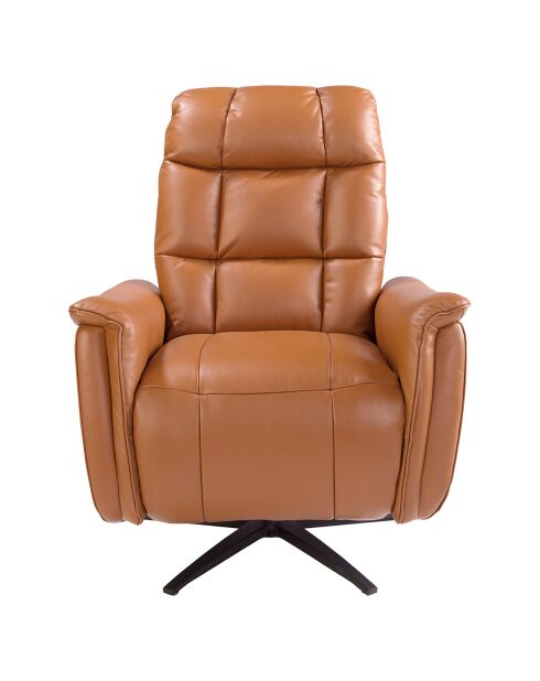 Fauteuil relax pivotant avec accoudoirs en cuir epoxy brun/noir - 85x80x106 cm
