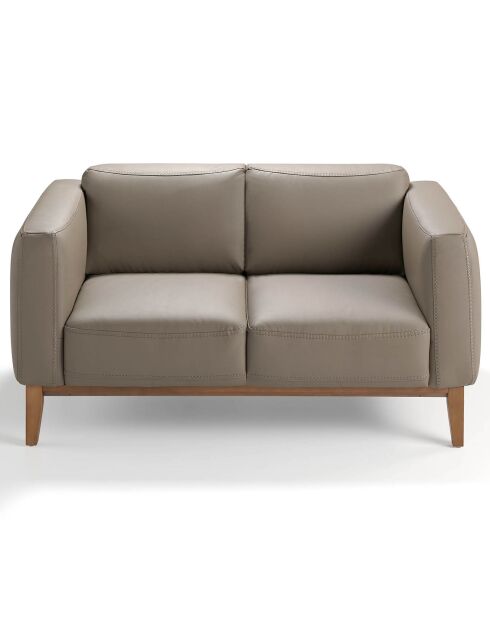 Canapé 2 places revêtu de cuir de vache marron - 159x92x77 cm
